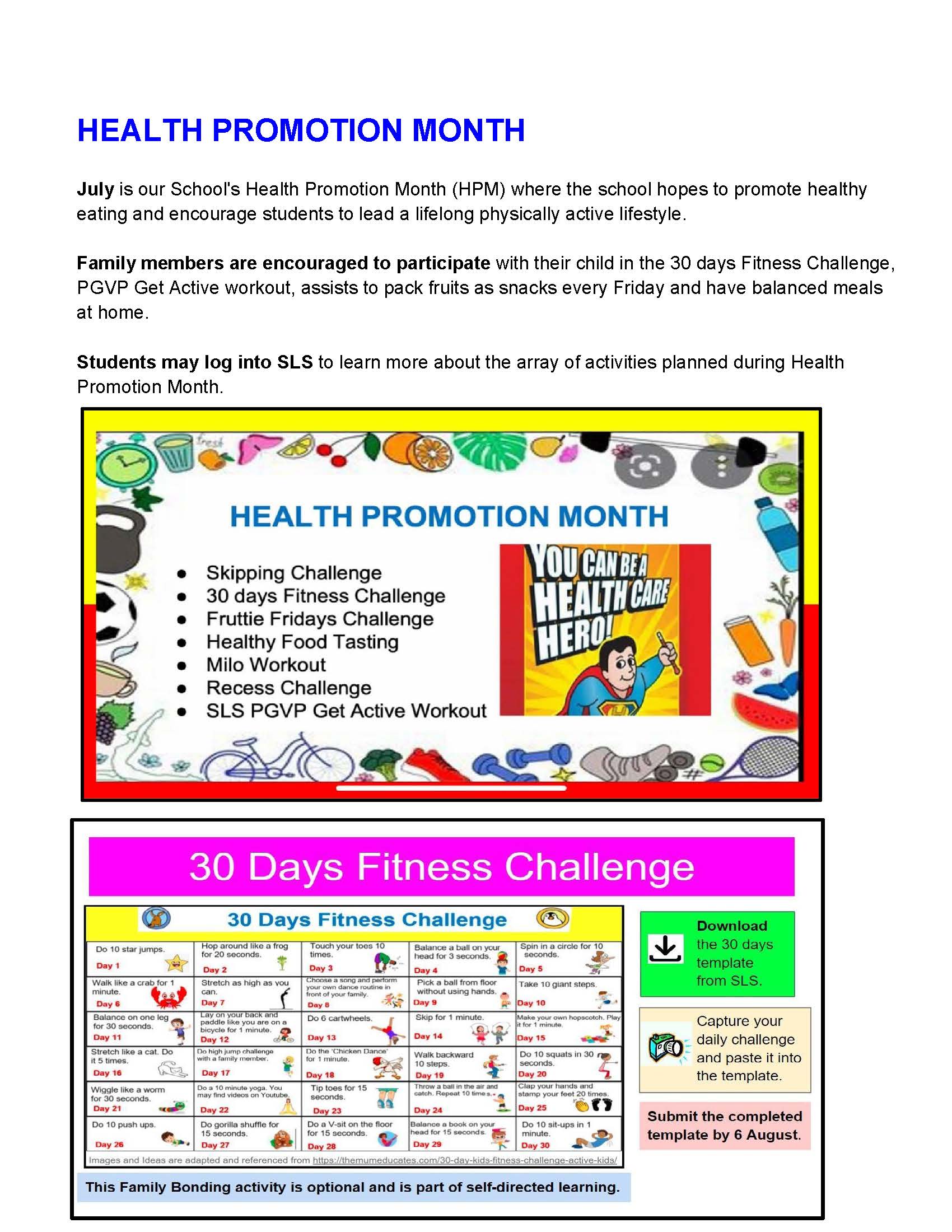 Health Promotion Month (JULY 2022)